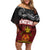 Personalised The Kingitanga - Maori King Movement Family Matching Off Shoulder Short Dress and Hawaiian Shirt Ko Te Mana Motuhake Emblem with Silver Ferns and Polynesian Art Tattoo