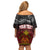 Personalised The Kingitanga - Maori King Movement Family Matching Off Shoulder Short Dress and Hawaiian Shirt Ko Te Mana Motuhake Emblem with Silver Ferns and Polynesian Art Tattoo