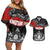 Personalised The Kingitanga - Maori King Movement Couples Matching Off Shoulder Short Dress and Hawaiian Shirt Te Paki-o-Matariki with Silver Ferns and Polynesian Art Tattoo