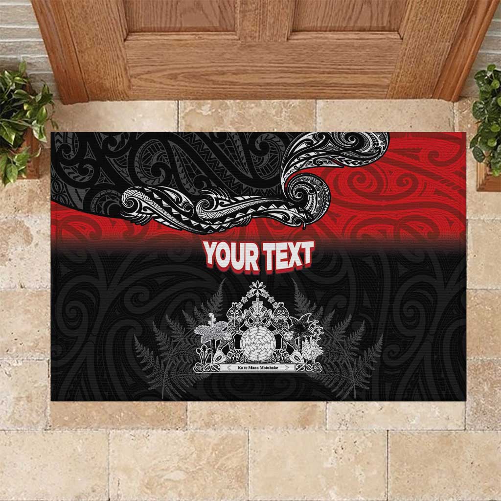 Personalised Maori King Movement Rubber Doormat Te Paki-o-Matariki with Silver Ferns and Polynesian Art Tattoo LT03 Red - Polynesian Pride