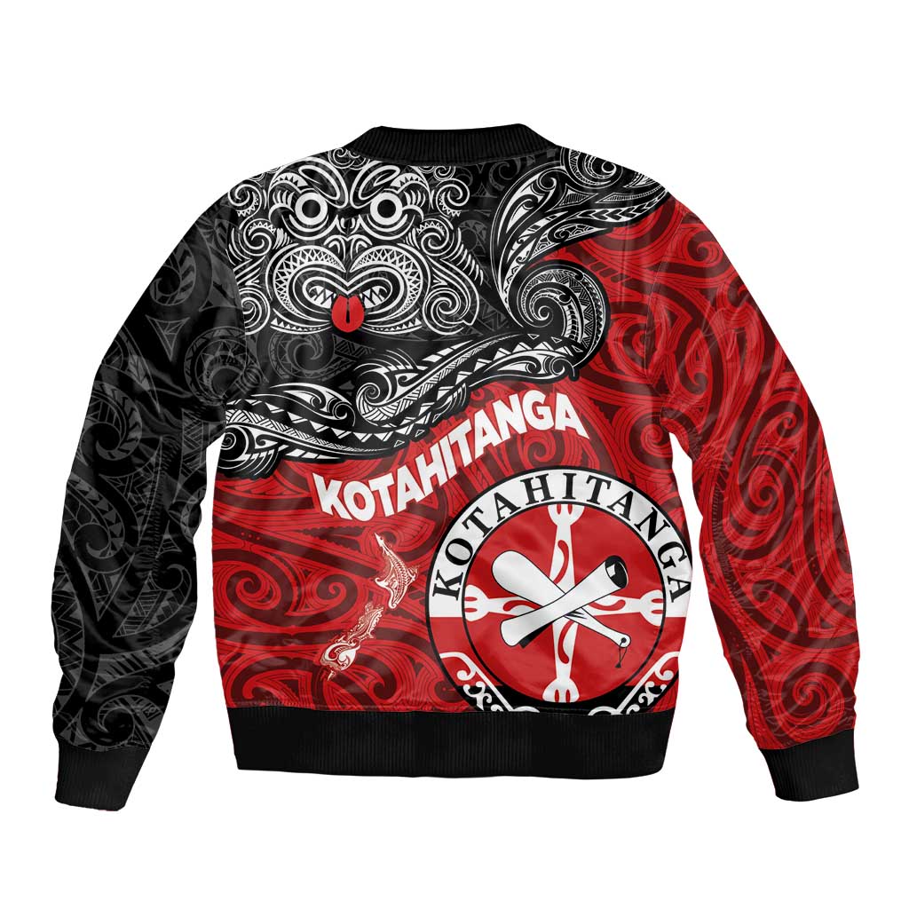Maori Kotahitanga Bomber Jacket Aotearoa Spirit with Maori Mask and Polynesian Art Tattoo LT03 - Polynesian Pride