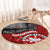 Maori Kotahitanga Round Carpet Aotearoa Spirit with Maori Mask and Polynesian Art Tattoo