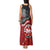 Maori Kotahitanga Tank Maxi Dress Aotearoa Spirit with Maori Mask and Polynesian Art Tattoo