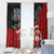 Maori Kotahitanga Window Curtain Aotearoa Spirit with Maori Mask and Polynesian Art Tattoo