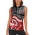 Maori Kotahitanga Women Sleeveless Polo Shirt Aotearoa Spirit with Maori Mask and Polynesian Art Tattoo