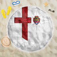 Tonga Ngatu Art Rugby Mate Ma'a Beach Blanket LT03 One Size 150cm White - Polynesian Pride