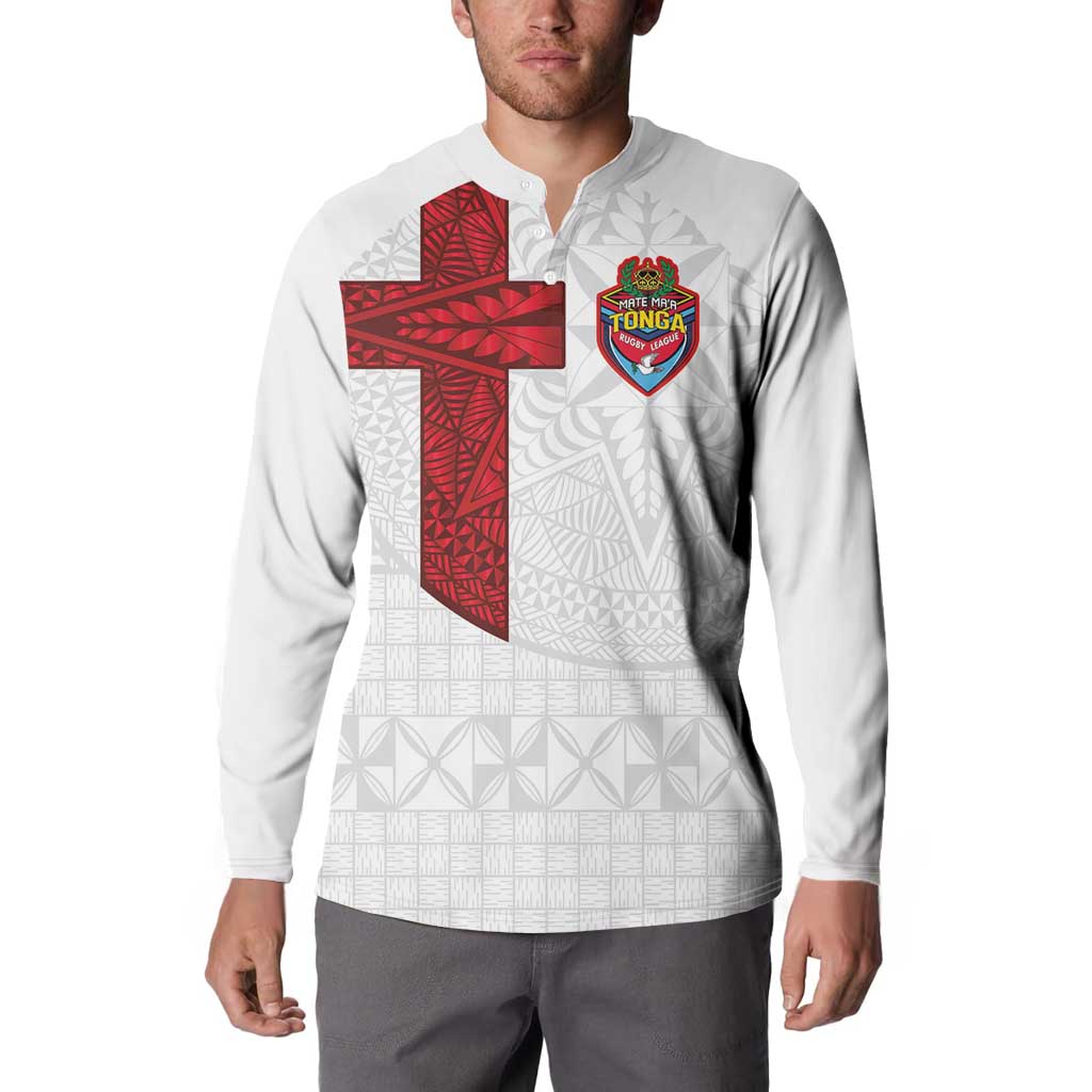 Custom Tonga Ngatu Art Rugby Mate Ma'a Button Sweatshirt LT03 - Polynesian Pride