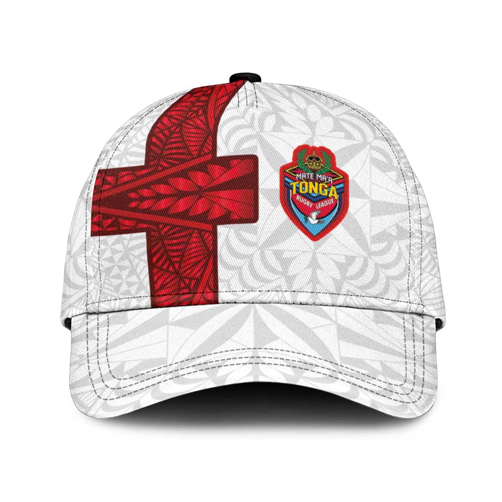 Tonga Ngatu Art Rugby Mate Ma'a Classic Cap LT03 Universal Fit White - Polynesian Pride