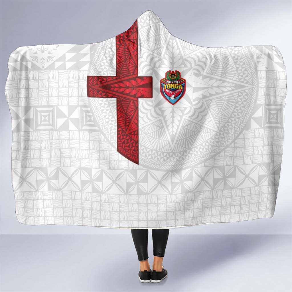 Tonga Ngatu Art Rugby Mate Ma'a Hooded Blanket LT03 One Size White - Polynesian Pride