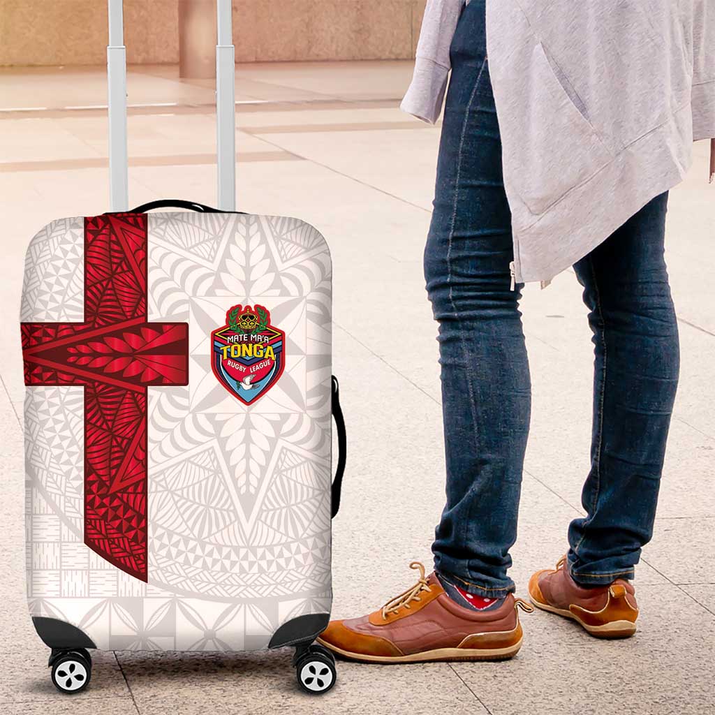 Tonga Ngatu Art Rugby Mate Ma'a Luggage Cover LT03 White - Polynesian Pride