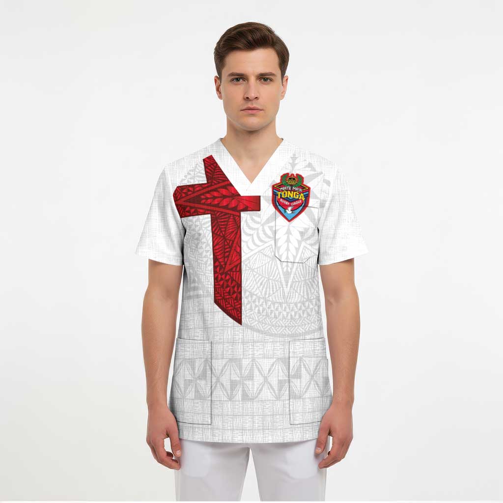 Custom Tonga Ngatu Art Rugby Mate Ma'a Scrub Top LT03 - Polynesian Pride