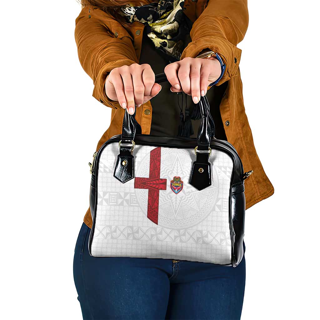Tonga Ngatu Art Rugby Mate Ma'a Shoulder Handbag LT03 One Size White - Polynesian Pride