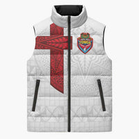 Custom Tonga Ngatu Art Rugby Mate Ma'a Sleeveless Puffer Jacket LT03 Unisex White - Polynesian Pride