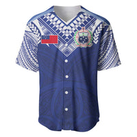 Custom Samoa Rugby Baseball Jersey Pacific Motifs LT03 Blue - Polynesian Pride