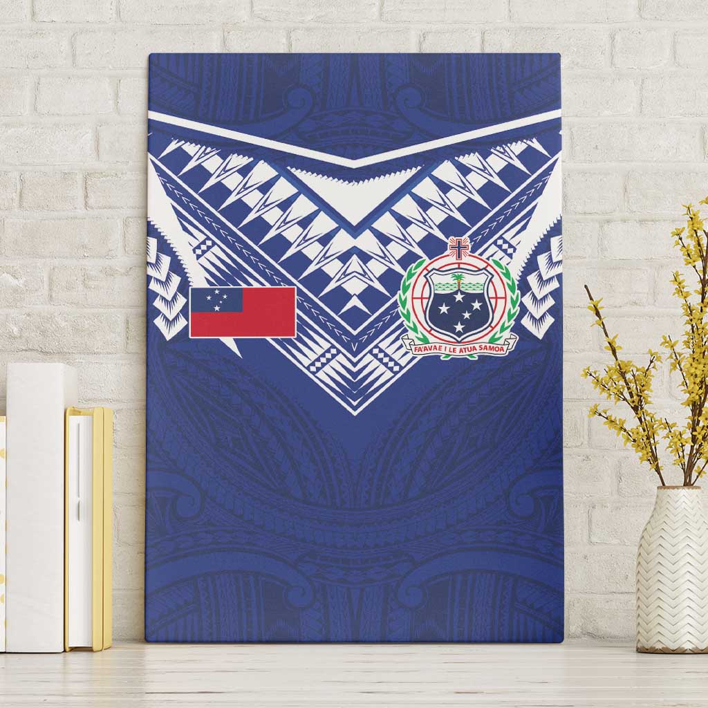 Samoa Rugby Canvas Wall Art Pacific Motifs LT03 Without Frame Blue - Polynesian Pride
