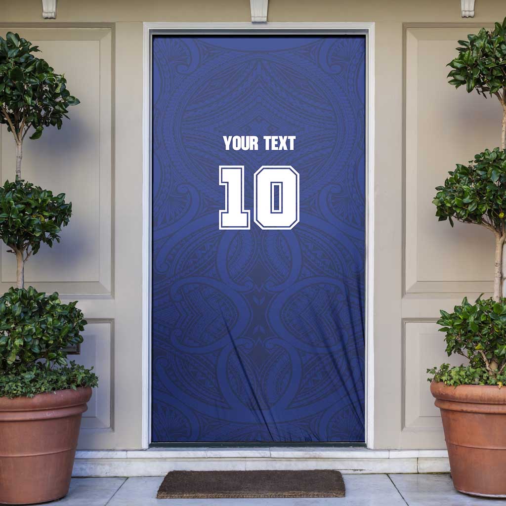 Custom Samoa Rugby Door Cover Pacific Motifs LT03 Blue - Polynesian Pride