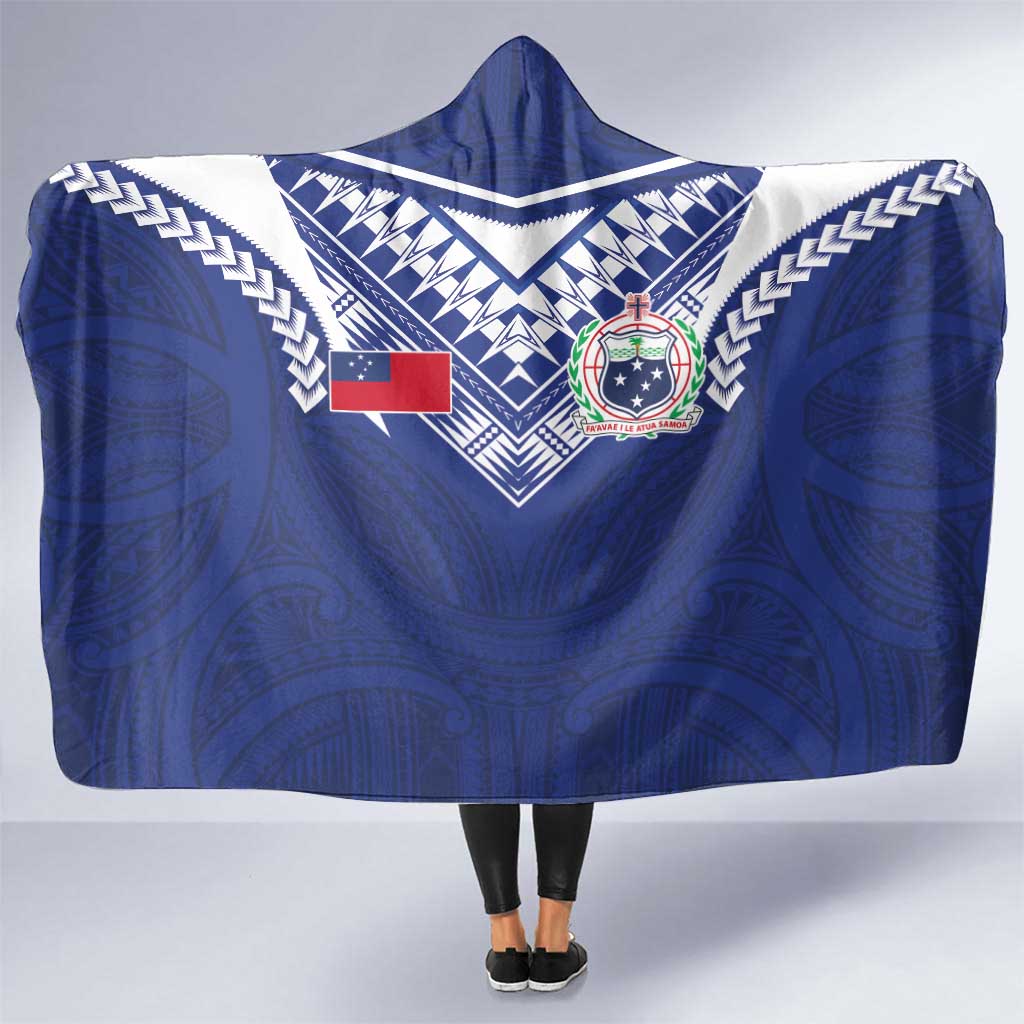 Samoa Rugby Hooded Blanket Pacific Motifs LT03 One Size Blue - Polynesian Pride