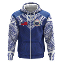 Custom Samoa Rugby Hoodie Pacific Motifs LT03 Zip Hoodie Blue - Polynesian Pride