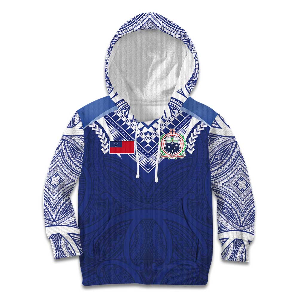 Custom Samoa Rugby Kid Hoodie Pacific Motifs LT03 Hoodie Blue - Polynesian Pride