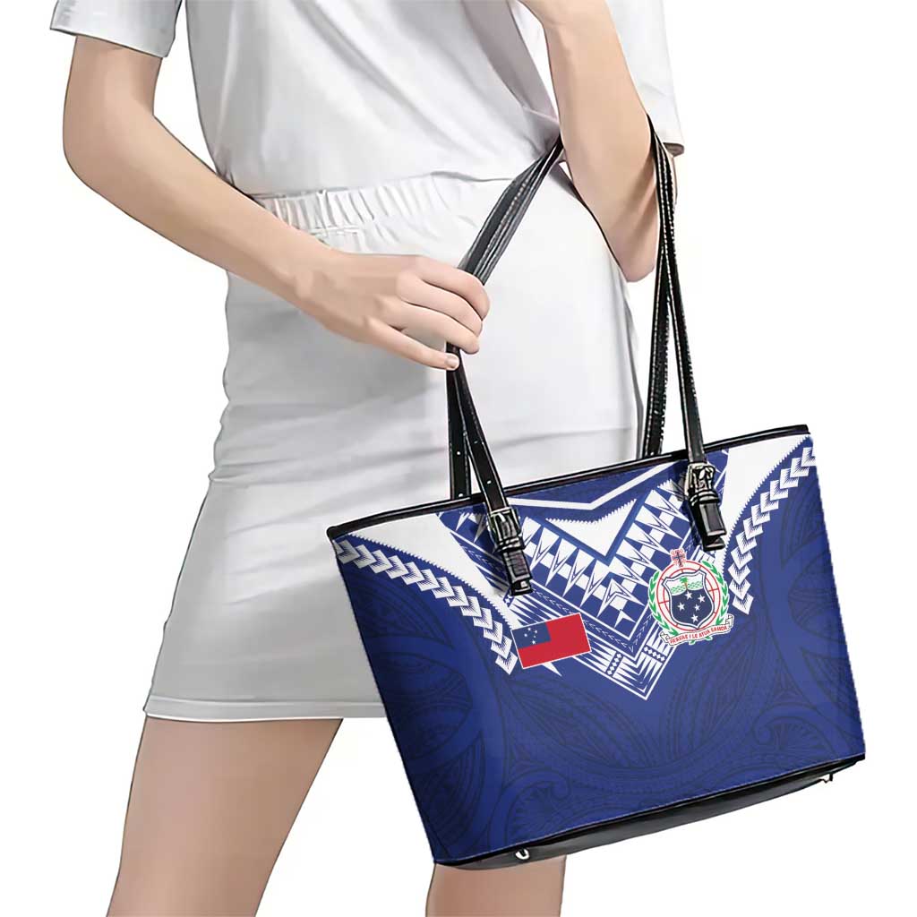 Samoa Rugby Leather Tote Bag Pacific Motifs LT03 - Polynesian Pride