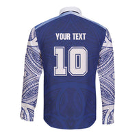 Custom Samoa Rugby Long Sleeve Button Shirt Pacific Motifs LT03 - Polynesian Pride