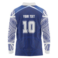 Custom Samoa Rugby Long Sleeve Polo Shirt Pacific Motifs LT03 - Polynesian Pride