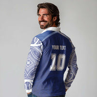Custom Samoa Rugby Long Sleeve Polo Shirt Pacific Motifs LT03 - Polynesian Pride