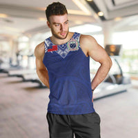 Custom Samoa Rugby Men Tank Top Pacific Motifs LT03 Blue - Polynesian Pride