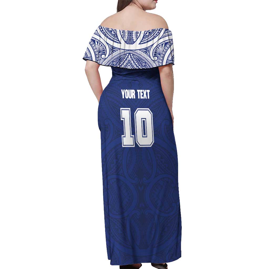 Custom Samoa Rugby Off Shoulder Maxi Dress Pacific Motifs LT03 - Polynesian Pride