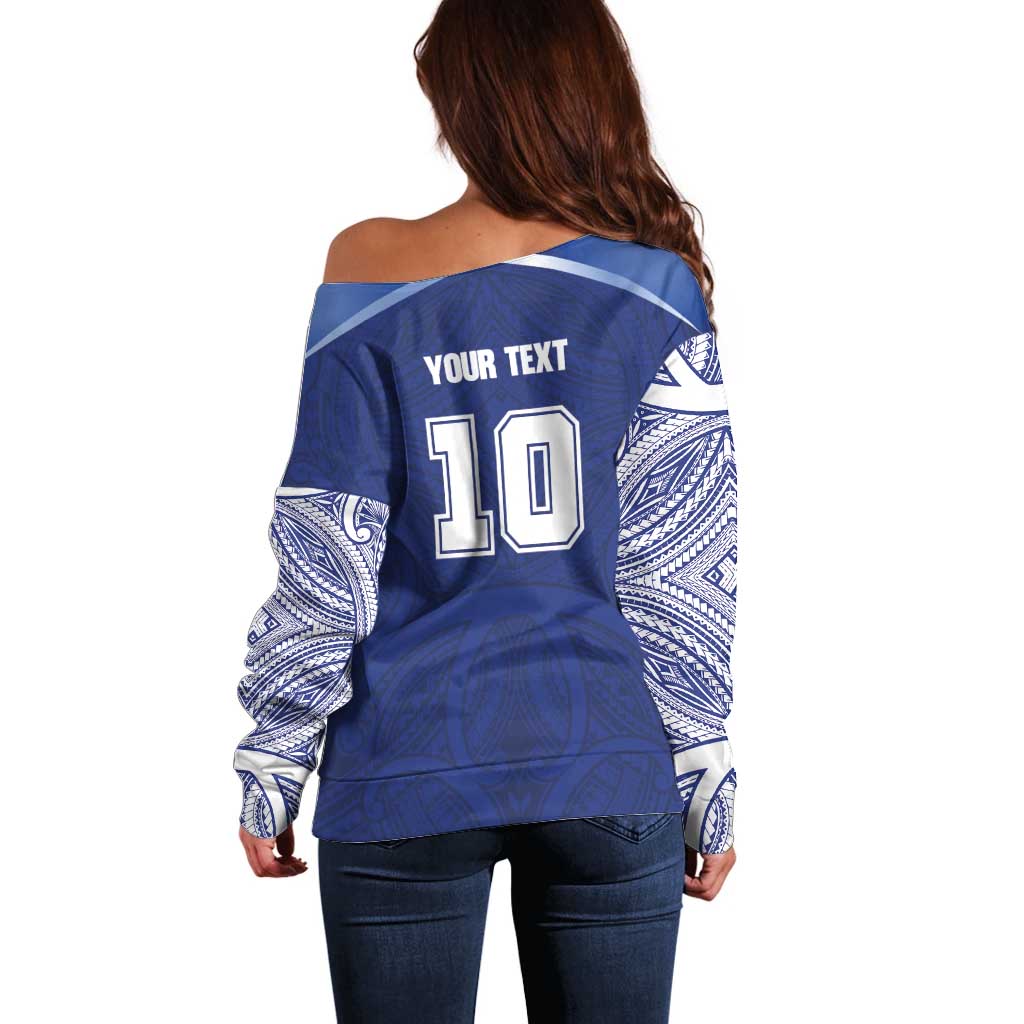 Custom Samoa Rugby Off Shoulder Sweater Pacific Motifs LT03 - Polynesian Pride