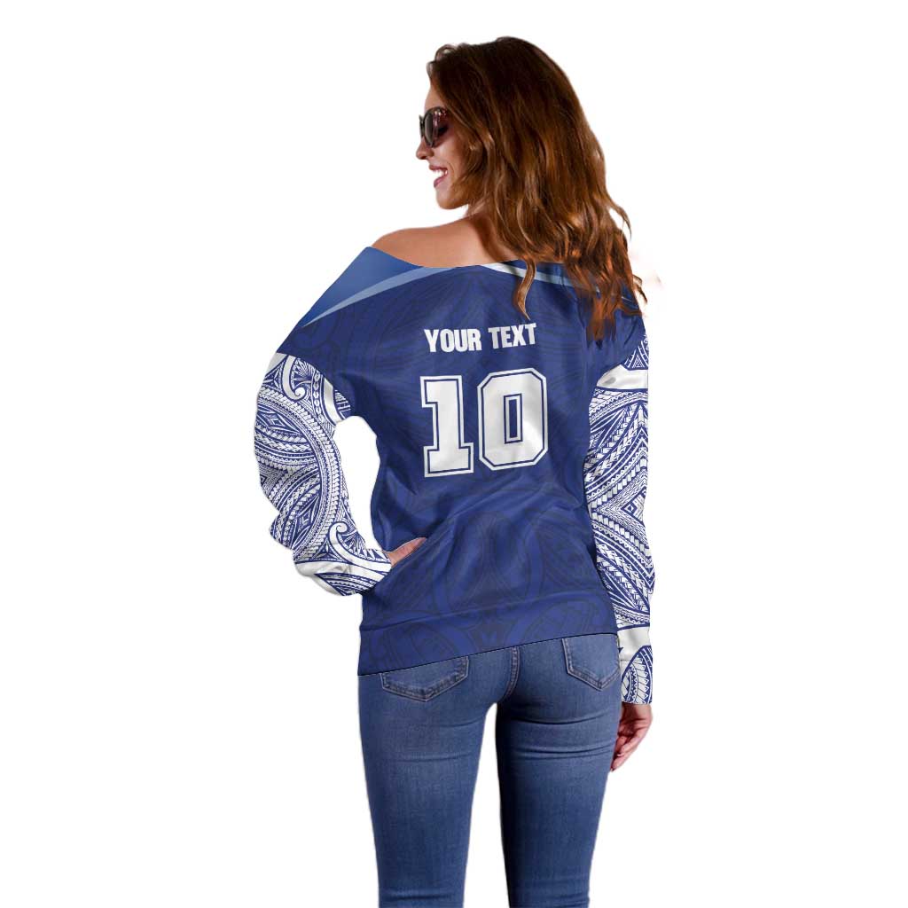 Custom Samoa Rugby Off Shoulder Sweater Pacific Motifs LT03 - Polynesian Pride
