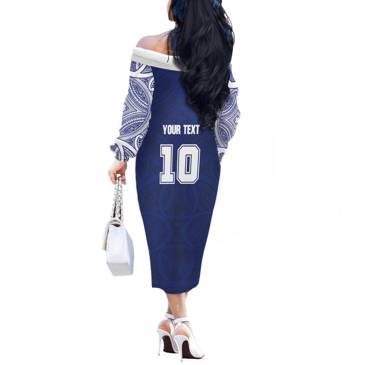 Custom Samoa Rugby Off The Shoulder Long Sleeve Dress Pacific Motifs LT03 - Polynesian Pride