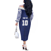 Custom Samoa Rugby Off The Shoulder Long Sleeve Dress Pacific Motifs LT03 - Polynesian Pride