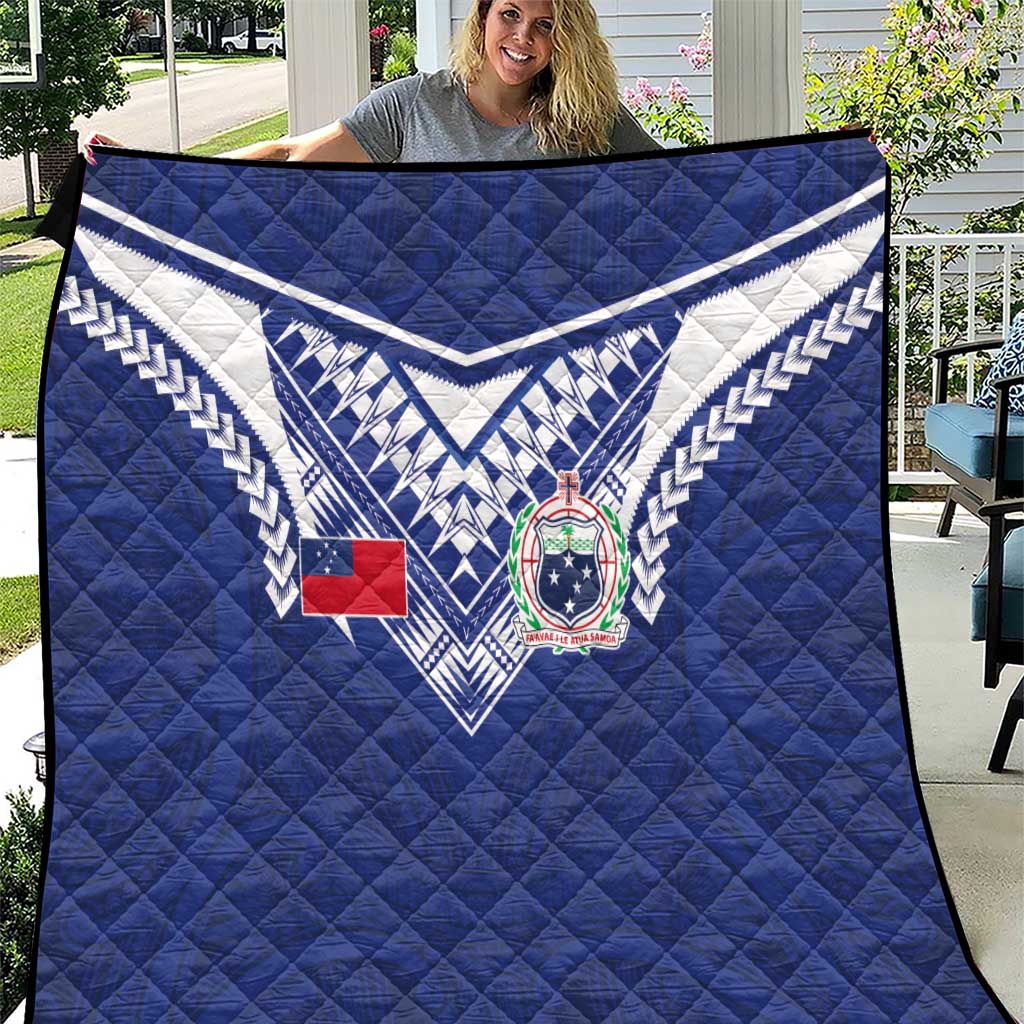 Samoa Rugby Quilt Pacific Motifs LT03 Blue - Polynesian Pride
