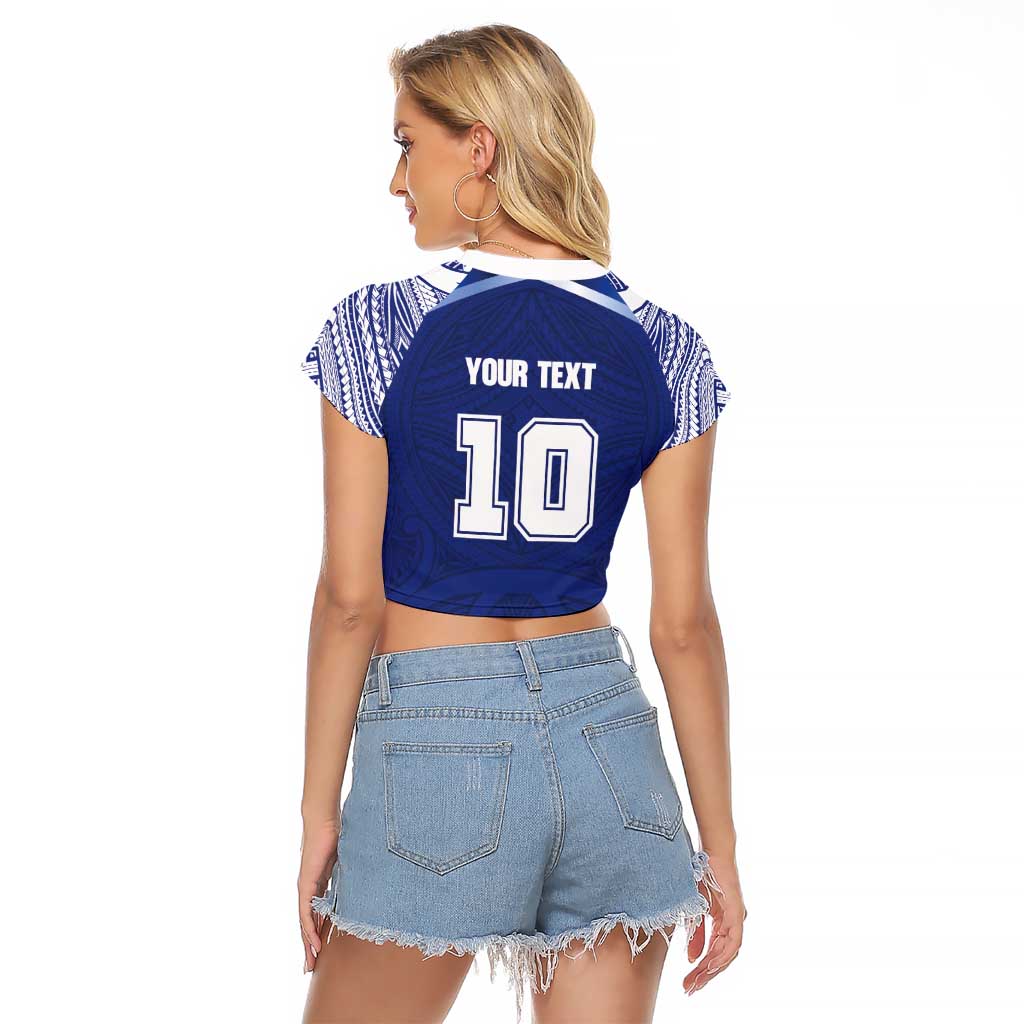 Custom Samoa Rugby Raglan Cropped T Shirt Pacific Motifs LT03 - Polynesian Pride