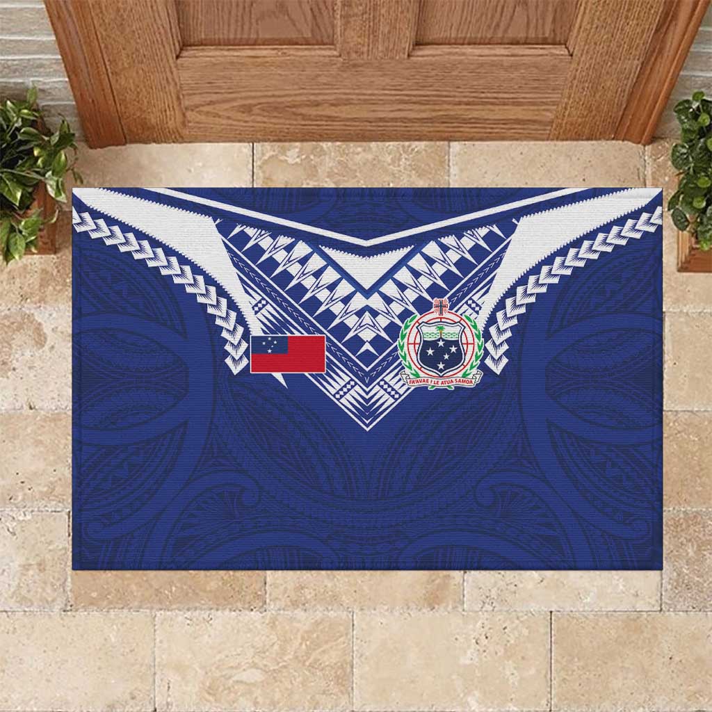 Samoa Rugby Rubber Doormat Pacific Motifs LT03 Blue - Polynesian Pride