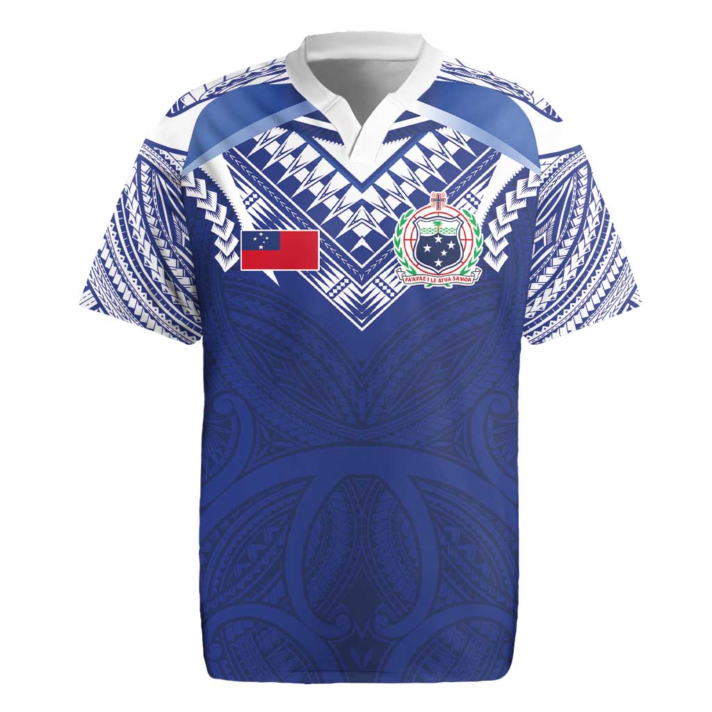 Custom Samoa Rugby Rugby Jersey Pacific Motifs LT03 Blue - Polynesian Pride