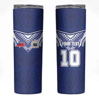 Custom Samoa Rugby Skinny Tumbler Pacific Motifs LT03 Blue - Polynesian Pride