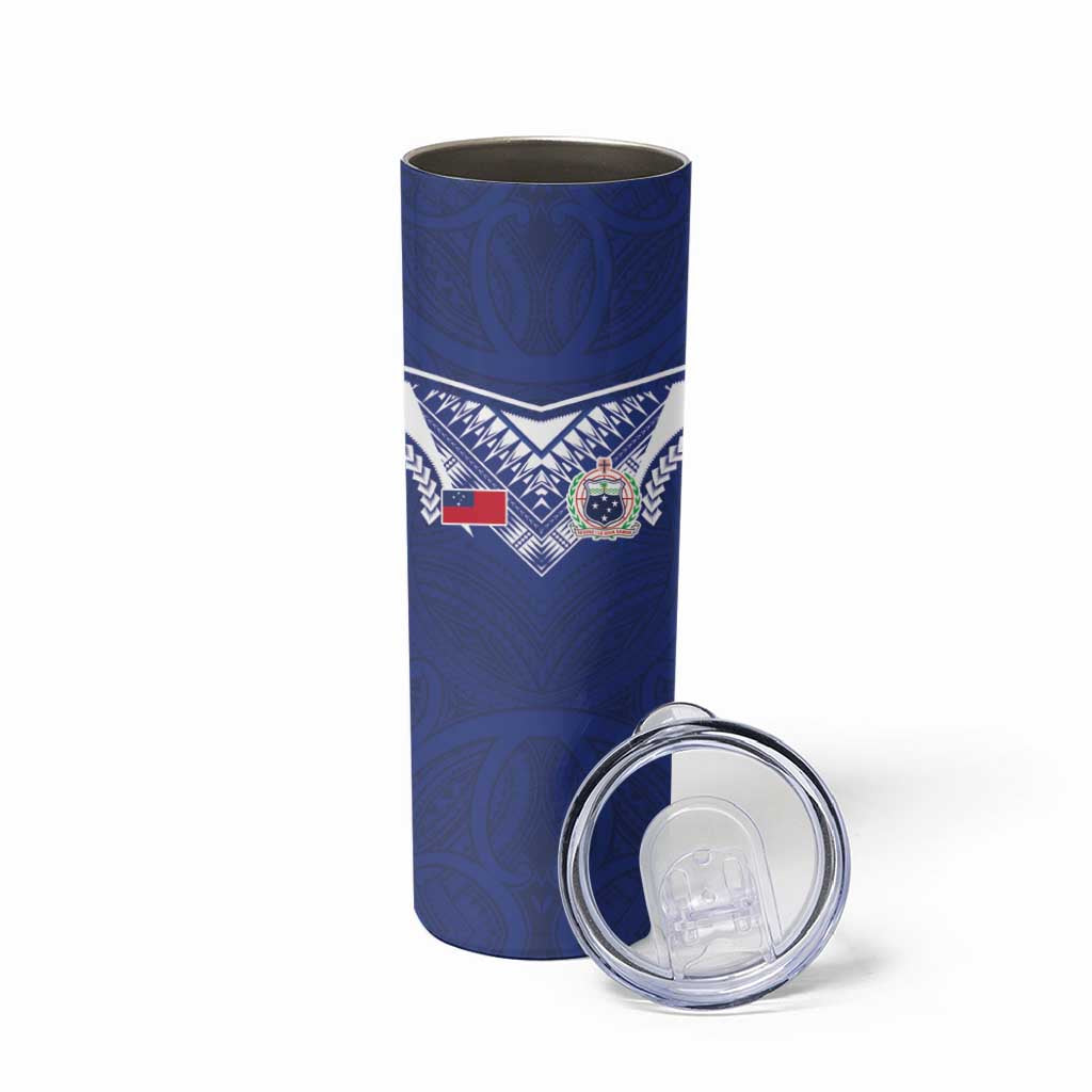 Custom Samoa Rugby Skinny Tumbler Pacific Motifs LT03 - Polynesian Pride