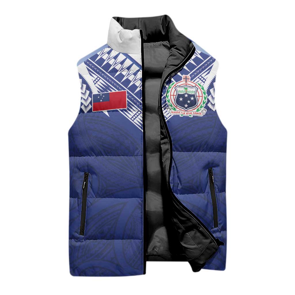Custom Samoa Rugby Sleeveless Puffer Jacket Pacific Motifs LT03 - Polynesian Pride