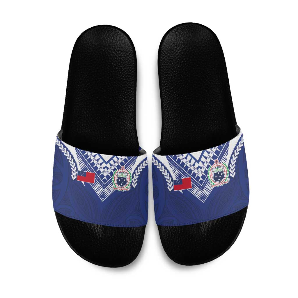 Samoa Rugby Slide Sandals Pacific Motifs LT03 Blue - Polynesian Pride