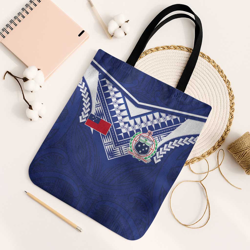 Samoa Rugby Tote Bag Pacific Motifs LT03 Black Strap One Size Blue - Polynesian Pride