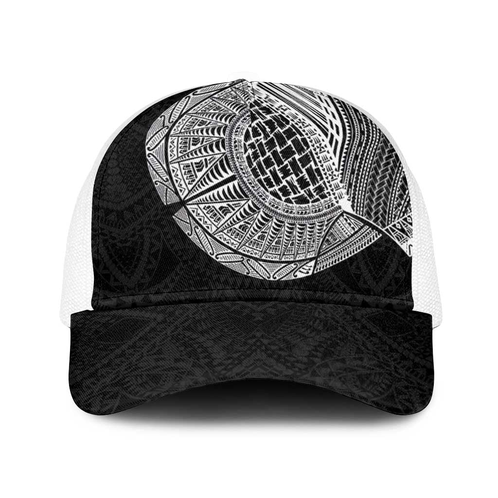 Samoan Tatau Baseball Net Cap Art Tribal Traditional Tattoos LT03 One Size White Black - Polynesian Pride