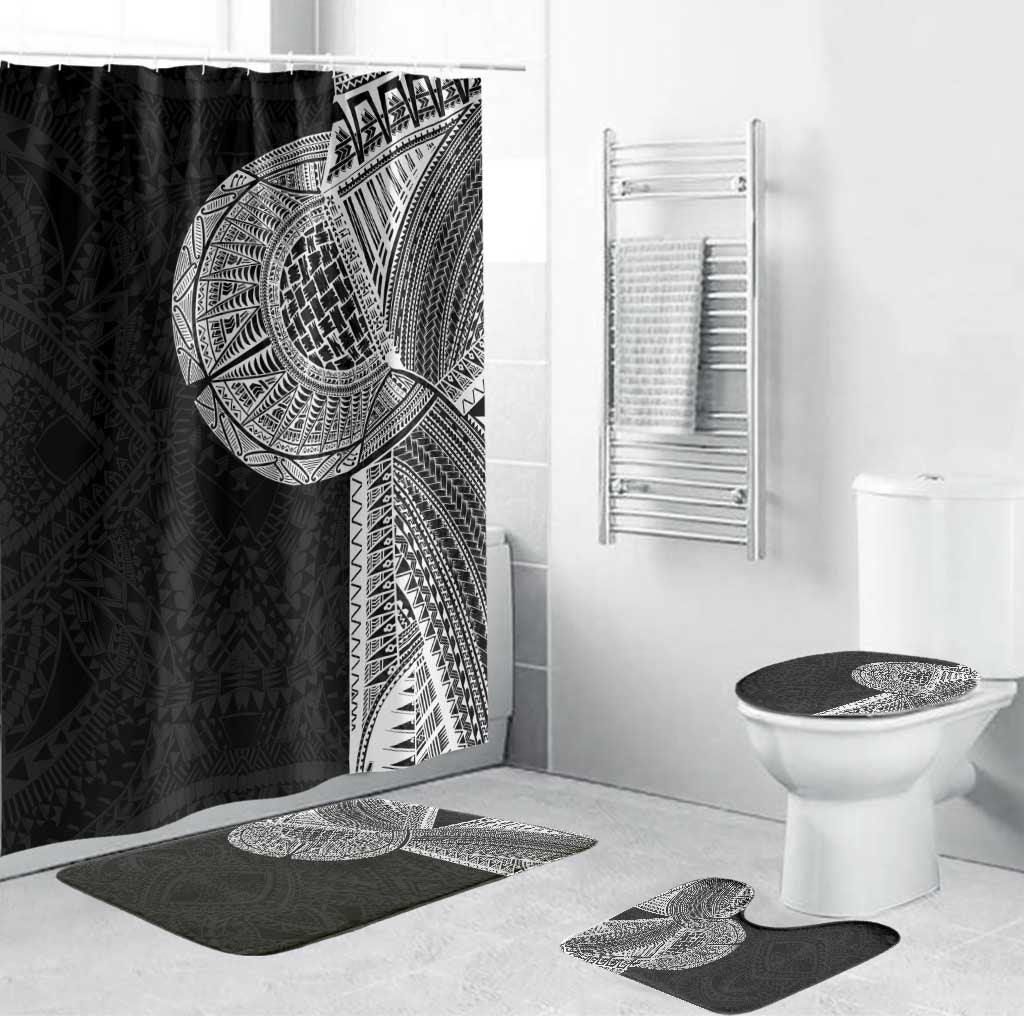 Samoan Tatau Bathroom Set Art Tribal Traditional Tattoos LT03 Bathroom Set (4 pcs) Black - Polynesian Pride