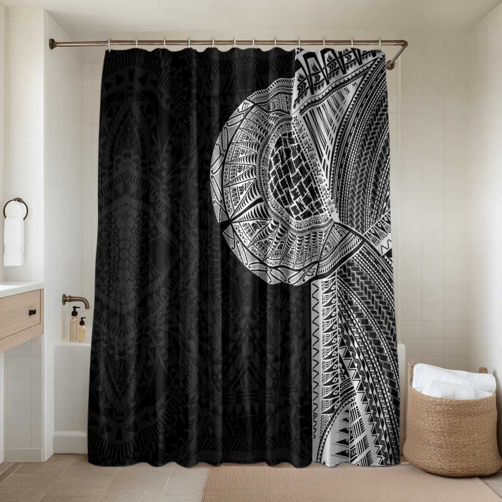 Samoan Tatau Bathroom Set Art Tribal Traditional Tattoos LT03 Shower Curtain Only Black - Polynesian Pride
