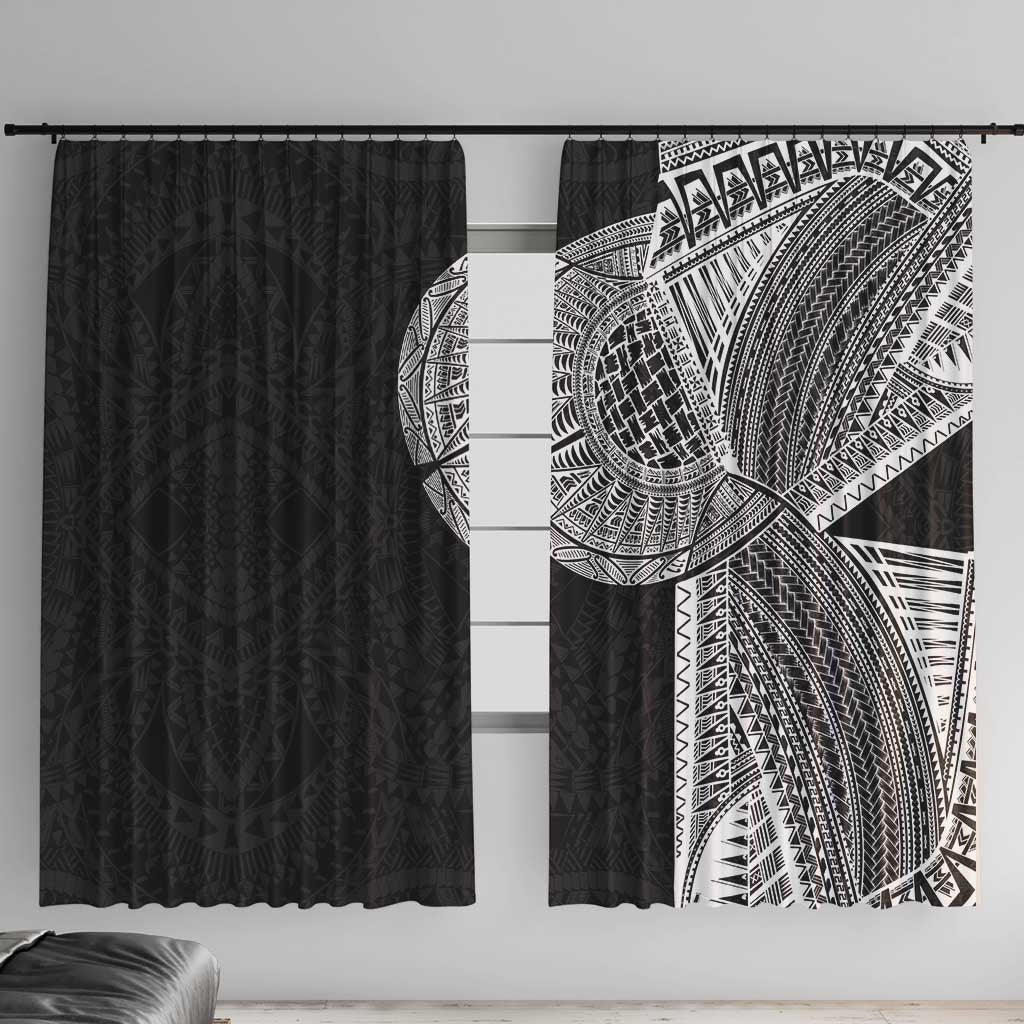 Samoan Tatau Window Curtain Art Tribal Traditional Tattoos LT03 With Hooks Black - Polynesian Pride