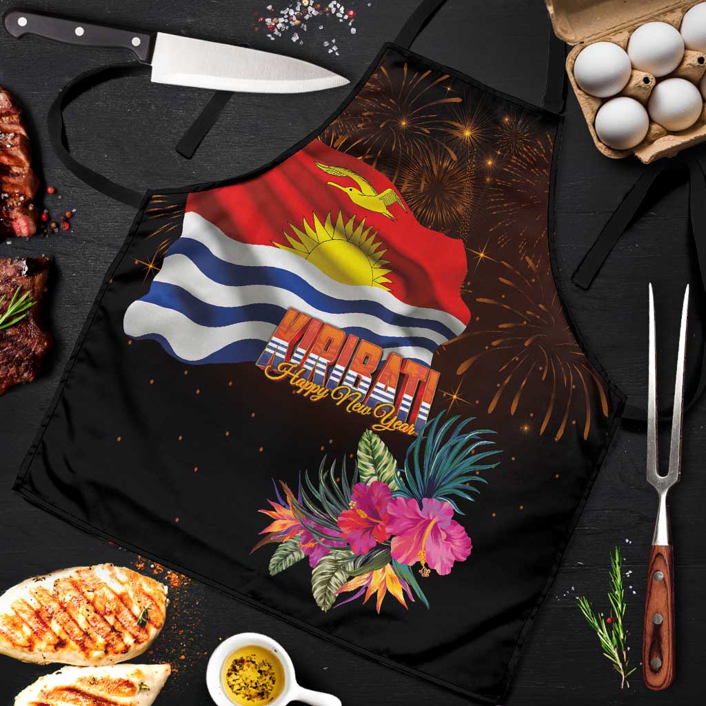 Kiribati Flag and Fireworks Apron First Place Welcome the New Year LT03 Black - Polynesian Pride