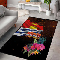 Kiribati Flag and Fireworks Area Rug First Place Welcome the New Year LT03 - Polynesian Pride
