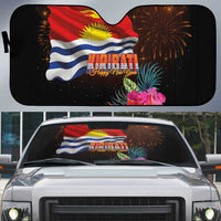 Kiribati Flag and Fireworks Auto Sun Shade First Place Welcome the New Year LT03 Black - Polynesian Pride