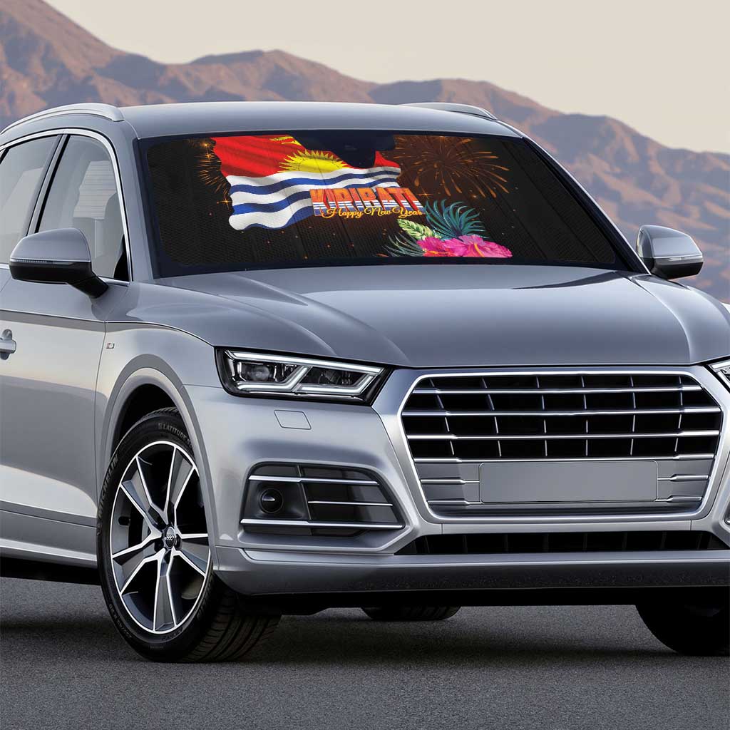 Kiribati Flag and Fireworks Auto Sun Shade First Place Welcome the New Year LT03 - Polynesian Pride